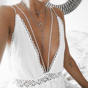 S - Forever 21 Crochet Paneled Mini Dress
